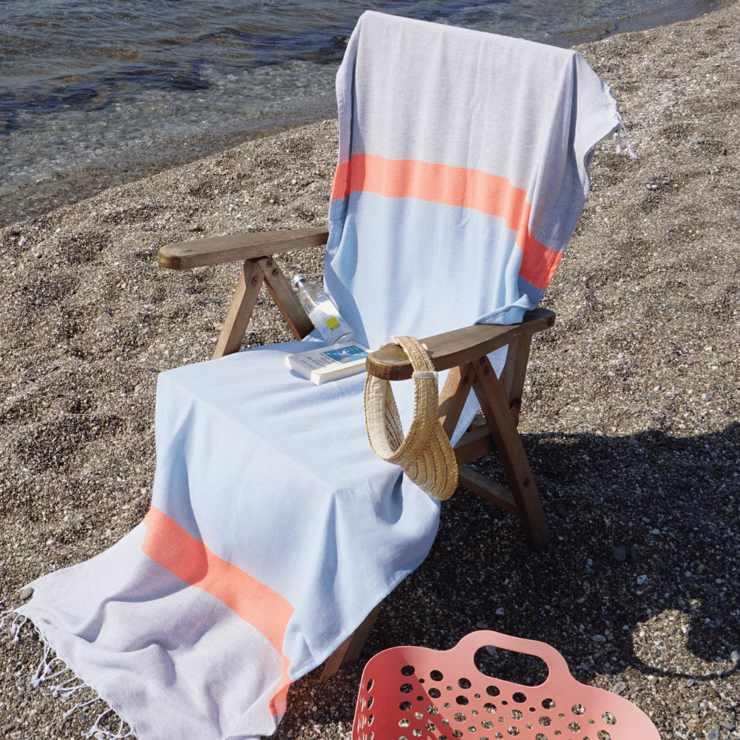 Neon Two-in-One Beach Towel and Bag, Green, Blue, Recycled Cotton with