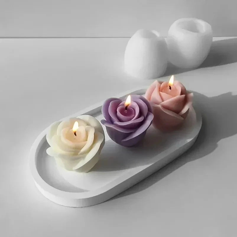 New 3D Flower Silicone Candle Molds Handmade Rose Flower Soap Plaster