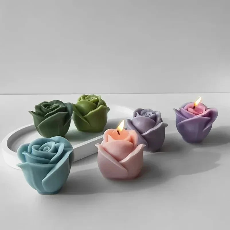New 3D Flower Silicone Candle Molds Handmade Rose Flower Soap Plaster