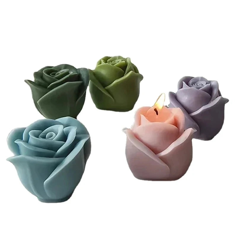 New 3D Flower Silicone Candle Molds Handmade Rose Flower Soap Plaster