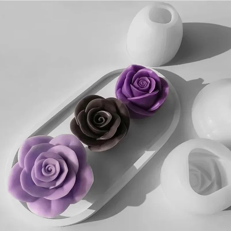 New 3D Flower Silicone Candle Molds Handmade Rose Flower Soap Plaster