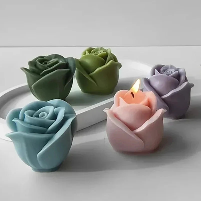 New 3D Flower Silicone Candle Molds Handmade Rose Flower Soap Plaster